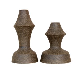 Amal Candle Holder Pair - Speckled Iron