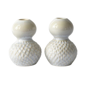 Marloe Marloe: Candle Holder Pair - Lilac/Pearl