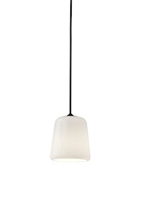 New Works Lighting: Material Pendant - White Opal w. Black Fitting