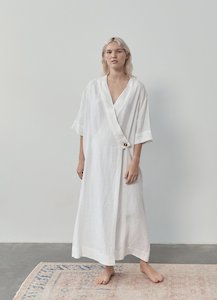 Bedding Throws: The Wrap Button Dress - White