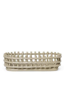 Ceramic Basket Oval - Cashmere