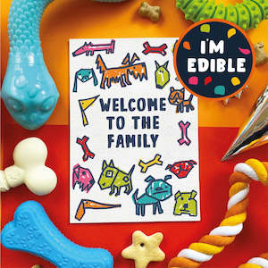 Scoff Paper Edible Card  |  Welcome To The Family Bacon Flavoured