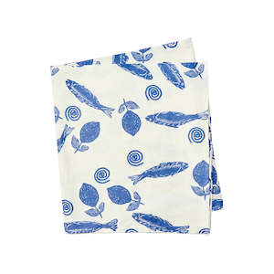 Bonnie and Neil Tablecloth | Sardines Blue