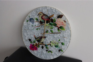 Glass Clock 2 Birds 360mm Smart Art Design