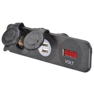 Switches: Heavy-Duty Accessory / Dual Usb Sockets And 12 / 24v Dc Led Volt Meter