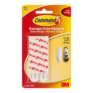 3M Command Strips Refill 17023P Large White Pk/6