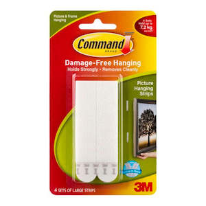 Tapes Adhesives: 3M Command Strips Picture Hanging 17206 Large White Pk/4 Sets