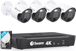 Swann Master Series SWNVK-876804-AU - 4 x 4K Cameras, PoE, 2TB HDD