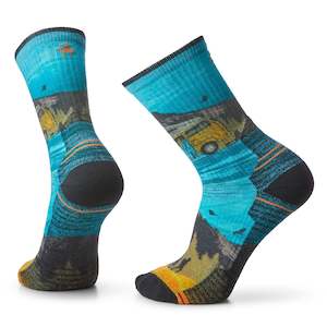 Mens Hike Light Cushion Print Crew Socks