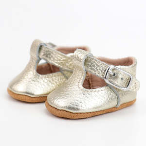 Burrow & Be | Dolls Shoes - Gold T-Bars