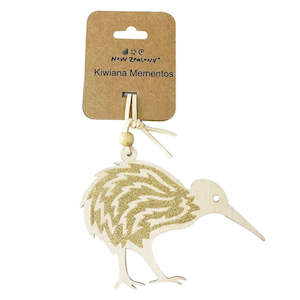 New Zealand | Kiwiana Christmas Wooden Decorations - Glitter Kiwi