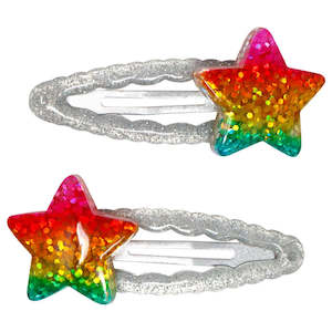 Pink Poppy | Rainbow Star Sparkly - Hair Clip