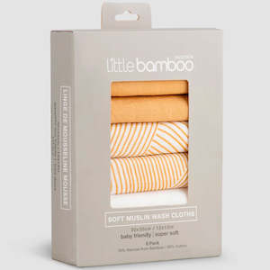 Little Bamboo | Muslin Wash Cloths  6 pack - Marigold