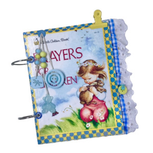 ‘Prayers for Children’ – Vintage Handmade Ring Bound Little Golden Book Junk Journal