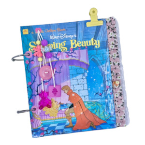 Craft material and supply: Walt Disney’s ‘Sleeping Beauty’ – Vintage Handmade Ring Bound Little Golden Book Junk Journal