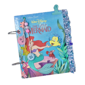 Craft material and supply: Walt Disney’s ‘The Little Mermaid’ – Vintage Handmade Ring Bound Little Golden Book Junk Journal