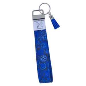 Craft material and supply: ‘Blue Swirls & Twirls’ Wristlet Key Fob