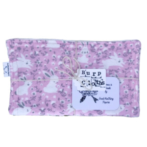 Craft material and supply: ‘Bunny Love’ Flannelette Burp Cloth Set (3)