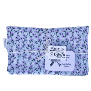 Craft material and supply: ‘Purple Florals’ Flannelette Burp Cloth Set (3)