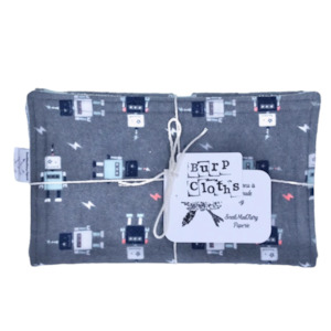 ‘Robots’ Flannelette Burp Cloth Set (3)