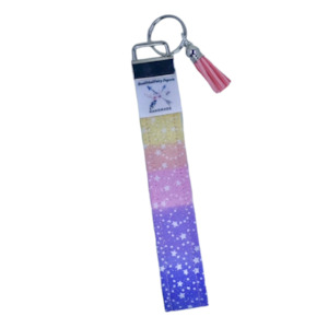 ‘Pastel Glitter Rainbow’ Wristlet Key Fob