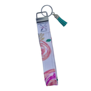 ‘Peachy Pink Roses’ Wristlet Key Fob