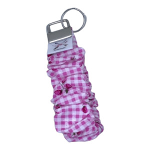 ‘Strawberry Gingham’ Scrunchie Wristlet Key Fob