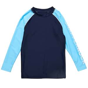 Clothing wholesaling: Navy Lt Blue Sleeve LS Rash Top