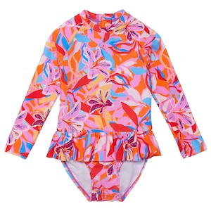 Clothing wholesaling: Blooming Sunset Sustainable LS Skirt Surf Suit