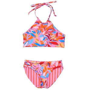 Blooming Sunset Sustainable Reversible Halter Bikini