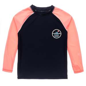 Surf School Navy Coral LS Rash Top