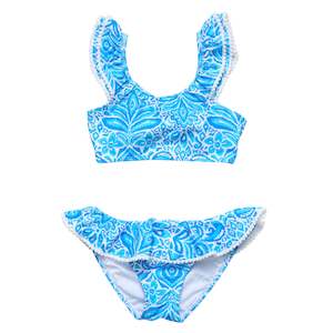 Clothing wholesaling: Santorini Blue Frill Crop Bikini