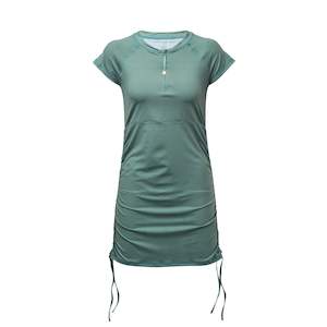 Ladies Sage Ruched SS Swim Dress