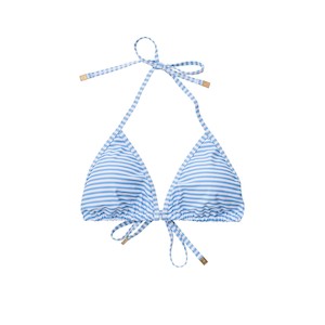 Clothing wholesaling: Ladies Powder Blue Sustainable Stripe Bikini Top