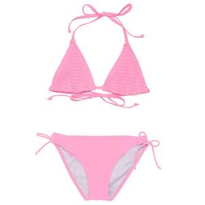 Pink Shirred Triangle Bikini