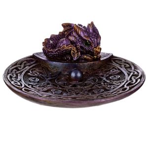 Elements Baby Dragon Celtic Ashcatcher Incense Stick Burner Dish