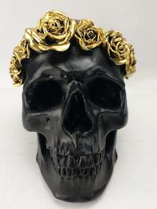 Gift: Black Skull with Gold Roses