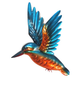 Kingfisher - Wings Up - Metal Wall Hanging