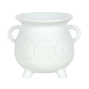 White Triple Moon Cauldron Oil Burner NEW!