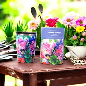 NZ Double Walled S/S Tumbler - Fantail & Hydrangea