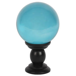 Teal Large Crystal Ball on Wooden Stand