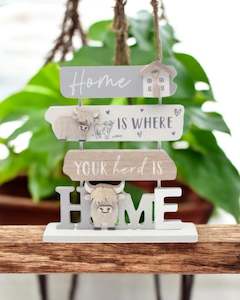 Highland Cow Triple Plaque - Home