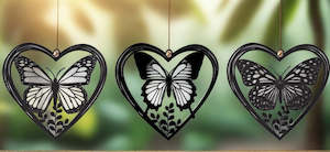 17cm Metal Hanging Heart Butterfly