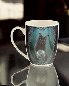 Black Cat with Crystal Ball Mug