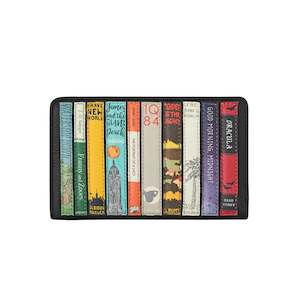 Women's Wallet: Bookworm Oxford Leather Purse - Black