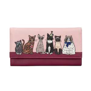 Party Cats Flap Over Leather Purse - Pink