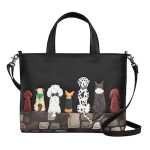 Hand Bag: Bark to Park Leather Grab Bag - Black