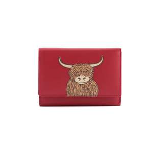 Bella Tri-Fold Leather Purse - Red