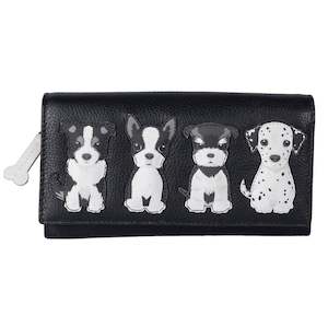 Best Friends Sitting Dogs Matinee Leather Purse - Black