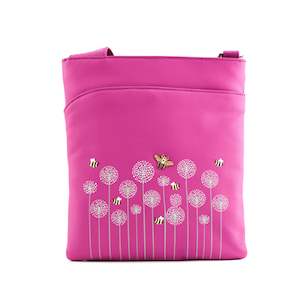 Moonflower Slim Leather Crossbody - Pink